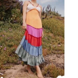 Anthropologie NEW Colorblock Multicolor Maxi Dress Size Medium